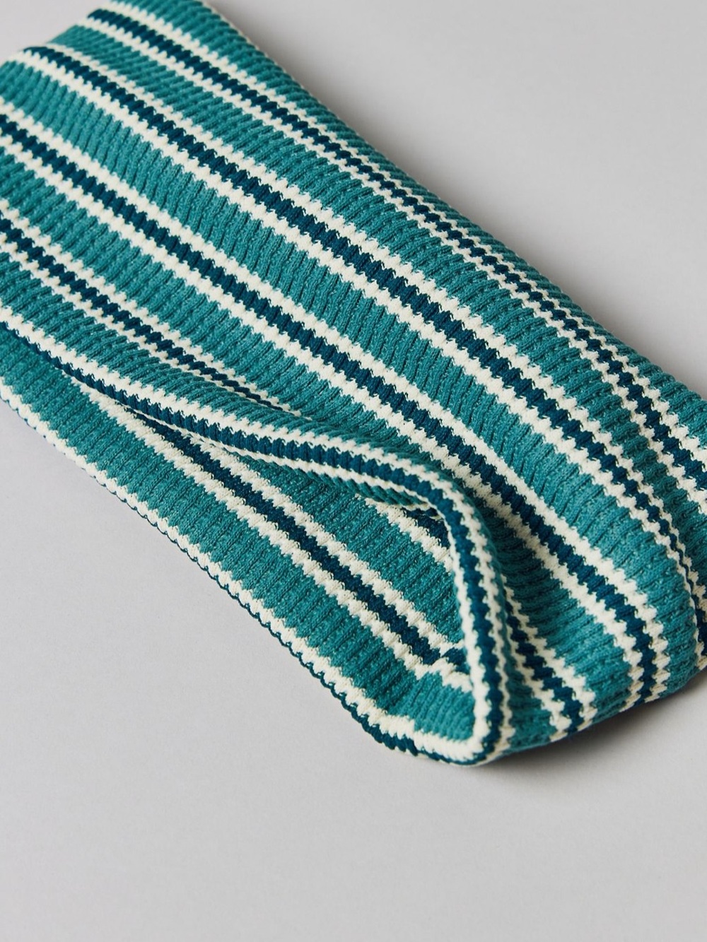 Urban Outfitters Teal and Cream Striped Knit Headband